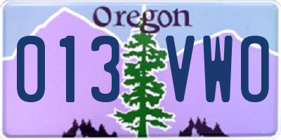 OR license plate 013VWO