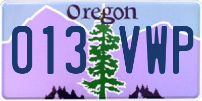 OR license plate 013VWP