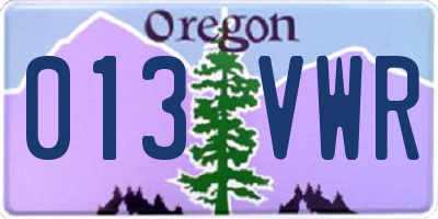 OR license plate 013VWR