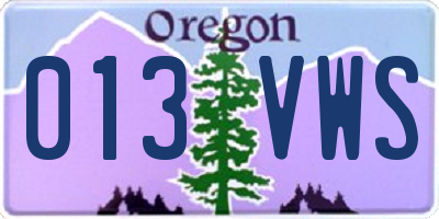 OR license plate 013VWS
