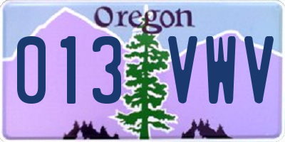 OR license plate 013VWV