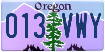 OR license plate 013VWY