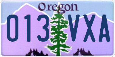 OR license plate 013VXA