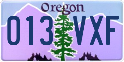 OR license plate 013VXF