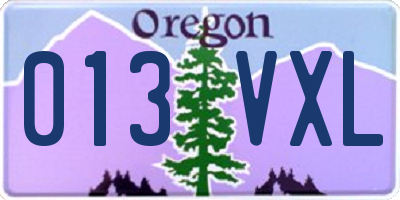 OR license plate 013VXL