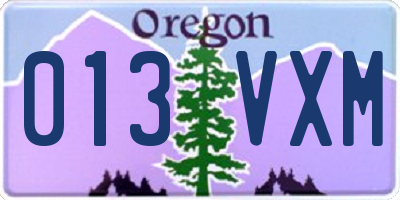 OR license plate 013VXM