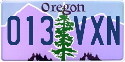 OR license plate 013VXN