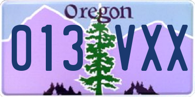 OR license plate 013VXX