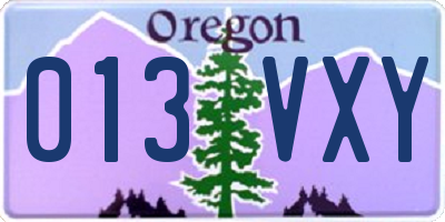 OR license plate 013VXY