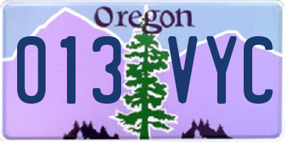 OR license plate 013VYC