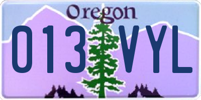 OR license plate 013VYL