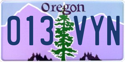 OR license plate 013VYN