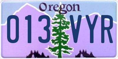 OR license plate 013VYR