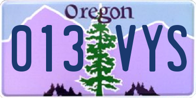 OR license plate 013VYS