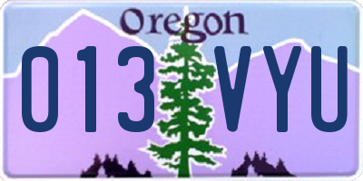 OR license plate 013VYU