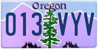 OR license plate 013VYV