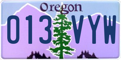OR license plate 013VYW