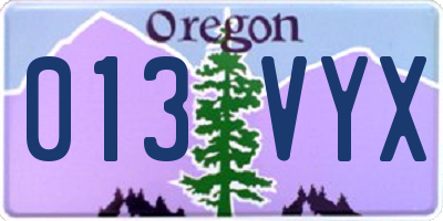 OR license plate 013VYX