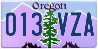 OR license plate 013VZA