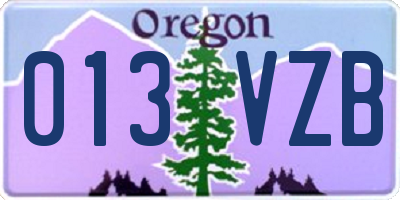OR license plate 013VZB