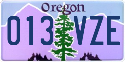 OR license plate 013VZE