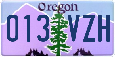 OR license plate 013VZH