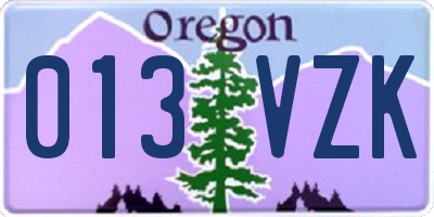 OR license plate 013VZK