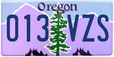 OR license plate 013VZS