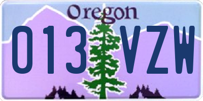 OR license plate 013VZW
