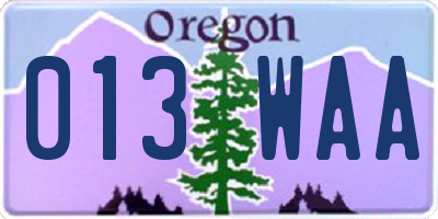 OR license plate 013WAA