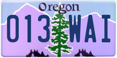 OR license plate 013WAI