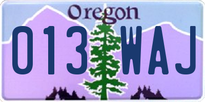 OR license plate 013WAJ