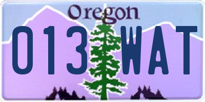 OR license plate 013WAT