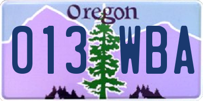 OR license plate 013WBA