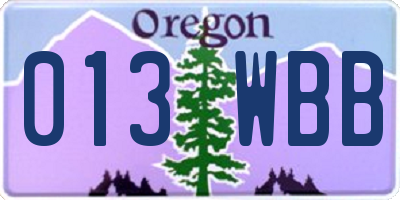 OR license plate 013WBB