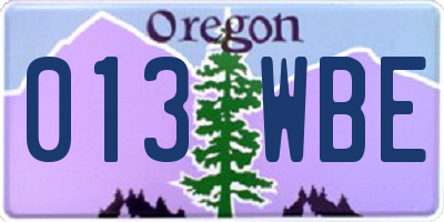 OR license plate 013WBE