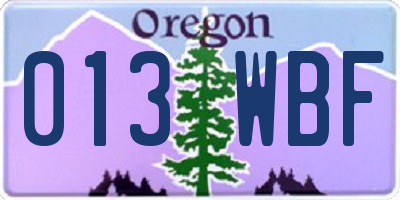 OR license plate 013WBF