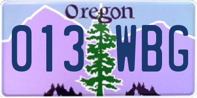OR license plate 013WBG