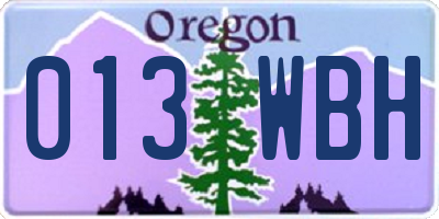 OR license plate 013WBH