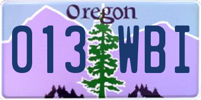 OR license plate 013WBI