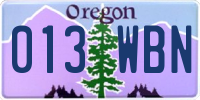 OR license plate 013WBN