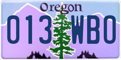 OR license plate 013WBO
