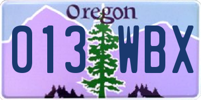 OR license plate 013WBX