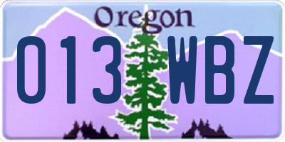 OR license plate 013WBZ