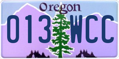 OR license plate 013WCC