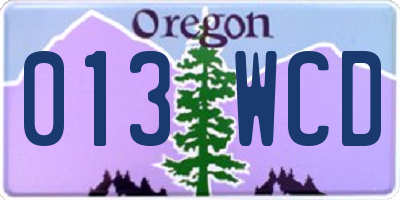 OR license plate 013WCD