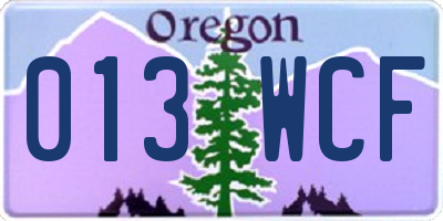 OR license plate 013WCF