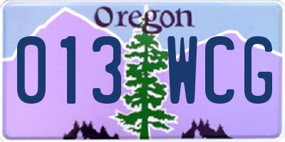 OR license plate 013WCG