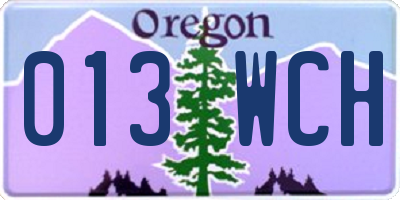 OR license plate 013WCH