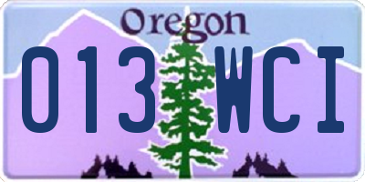 OR license plate 013WCI